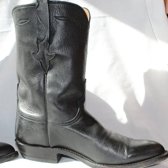 Lucchese Black Leather Boots Size 8D - Picture 10 of 16